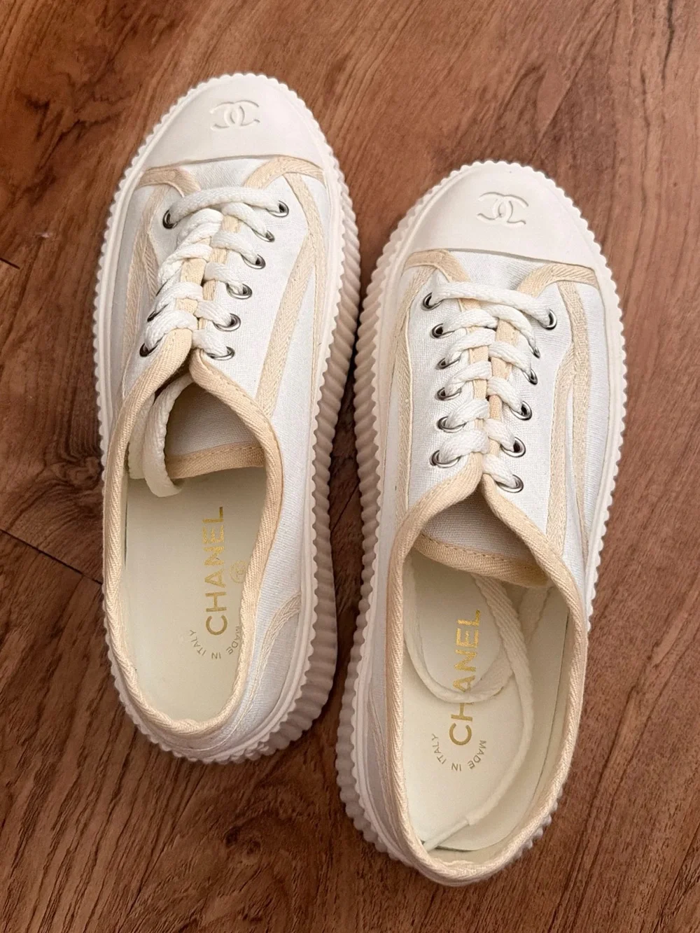 Women's Ivory Low-Top Canvas Sneakers
